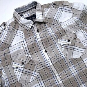 Buffalo David Bitton Mens Short Sleeve Button Up Shirt Tan Size XL Plaid Western